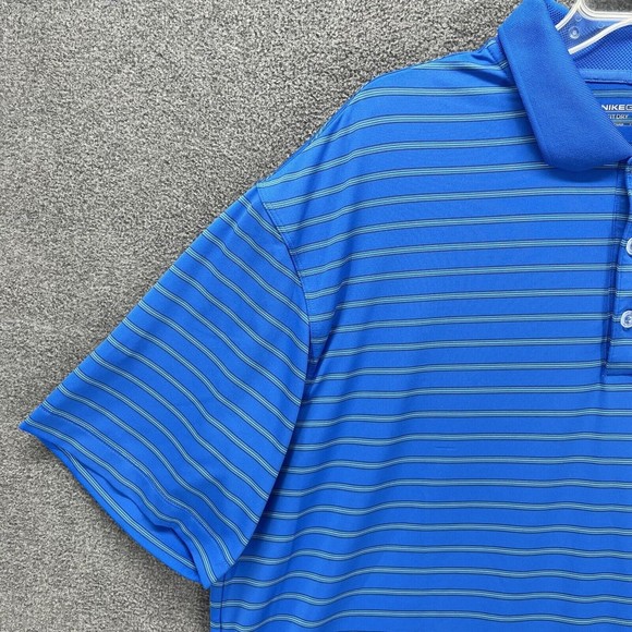 Nike Polo‎ Shirt Mens Size XL stripes Blue Golf Fit Dry short Sleeve henley - Picture 3 of 12